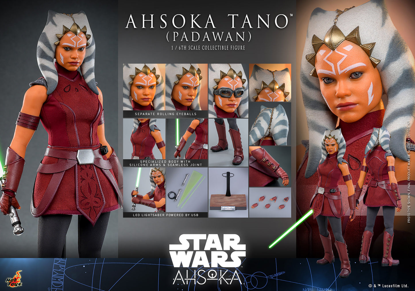 Star Wars: Ahsoka TMS123 Ahsoka Tano (Padawan) 1/6th Scale Collectible Figure *Dented Box & Shipper*