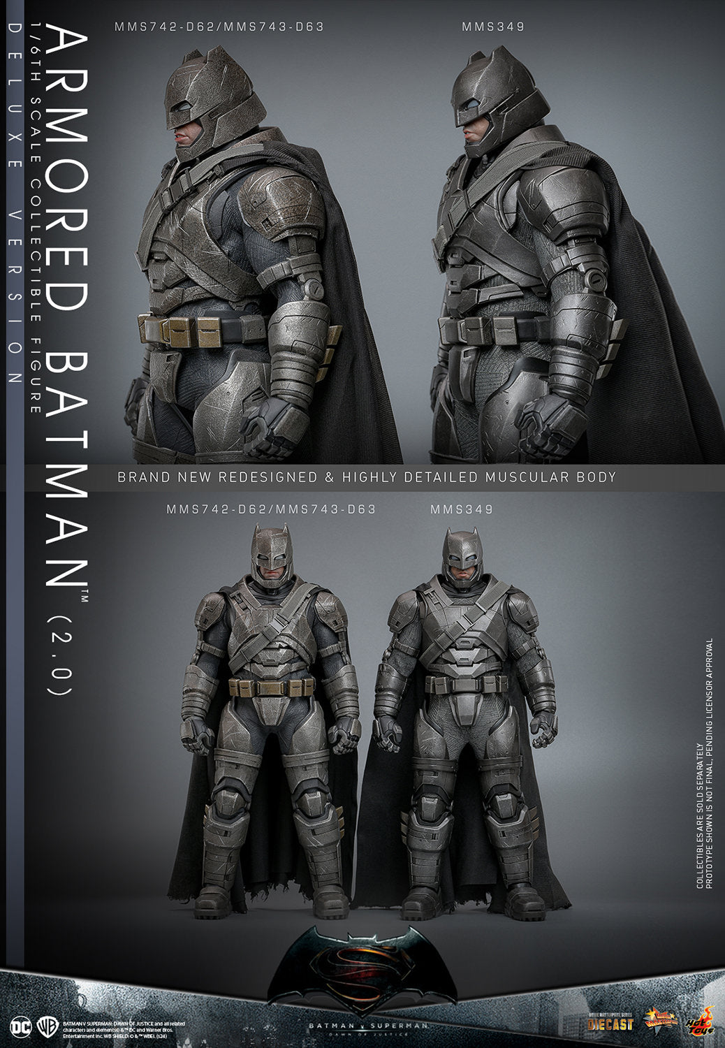 Pre-Order - Batman v Superman: Dawn of Justice MMS742D62 Armored Batman (2.0) Deluxe 1/6th Scale Collectible Figure