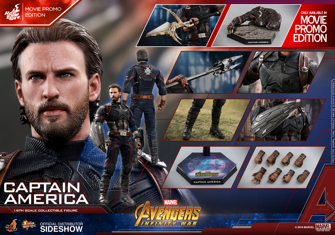 Avengers: Infinity War - Captain America Movie Promo Ed. MMS481 1/6th Scale Exclusive Collectible Figure