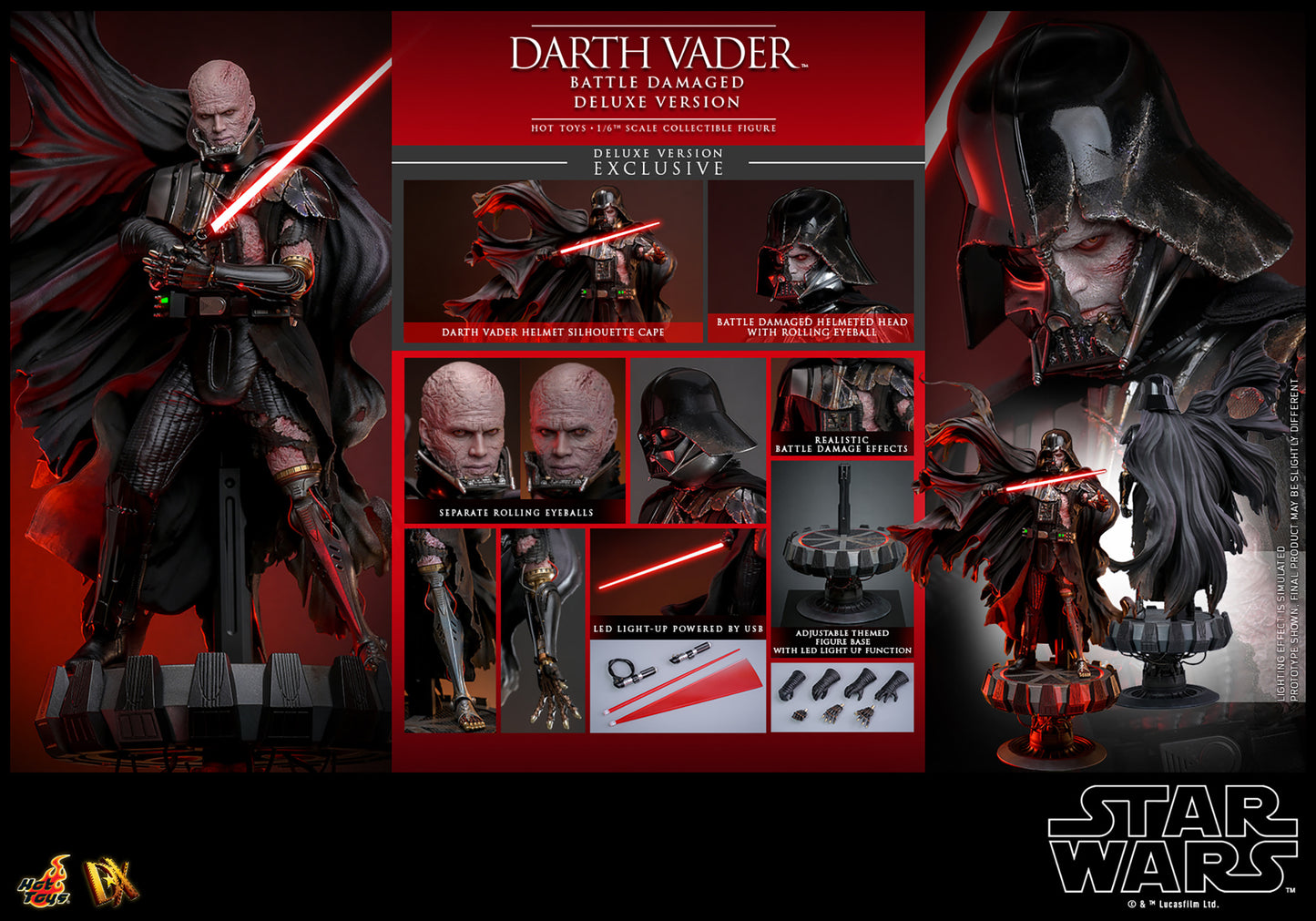 Pre-Order - Star Wars DX45 Darth Vader (Battle Damaged) Deluxe 1/6th Scale Collectible Figure
