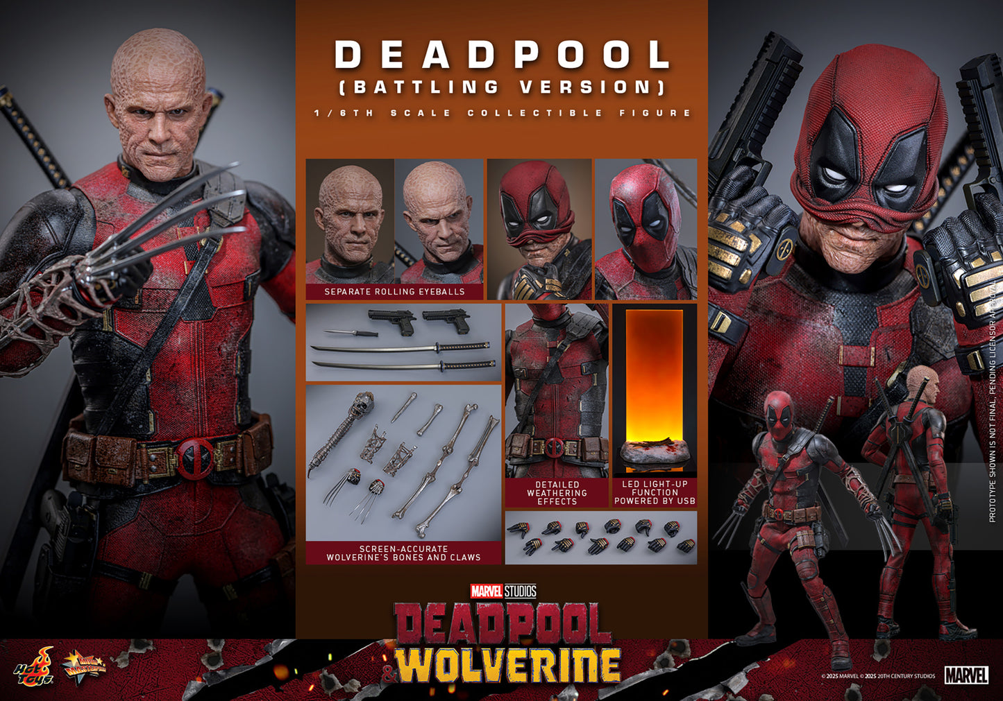 Deadpool & Wolverine MMS782 Deadpool (Battling Ver.) 1/6th Scale Collectible Figure