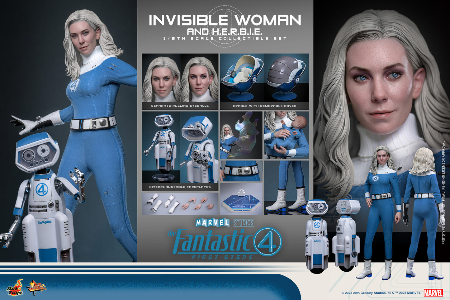 Pre-Order - The Fantastic Four: First Steps MMS824 Invisible Woman and H.E.R.B.I.E. 1/6th Scale Collectible Figure Set