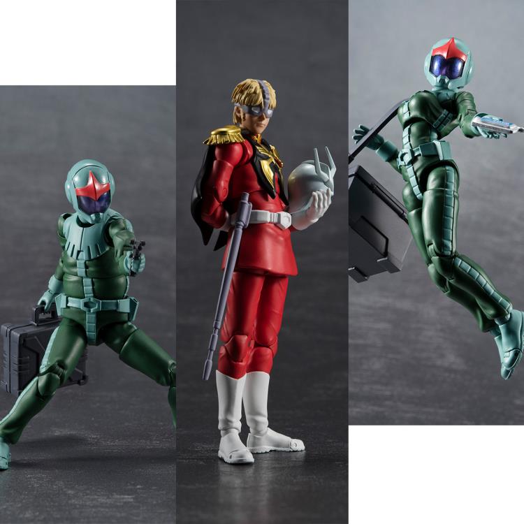 Mobile Suit Gundam G.M.G. Principality of Zeon Standard Infantry Soldier and Char Aznable Set of 3 Figures