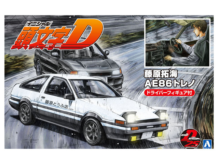 Initial D Takumi Fujiwara's AE86 Trueno (Project D Ver.) 1/24 Scale Model Kit & Figure