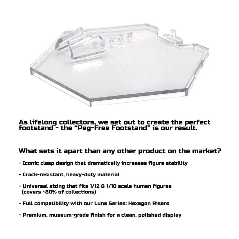 PRE-ORDER: Elevate Figure Displays  Luna Series: Peg-Free Footstands - Clear - Designed for Figures 4in-7in