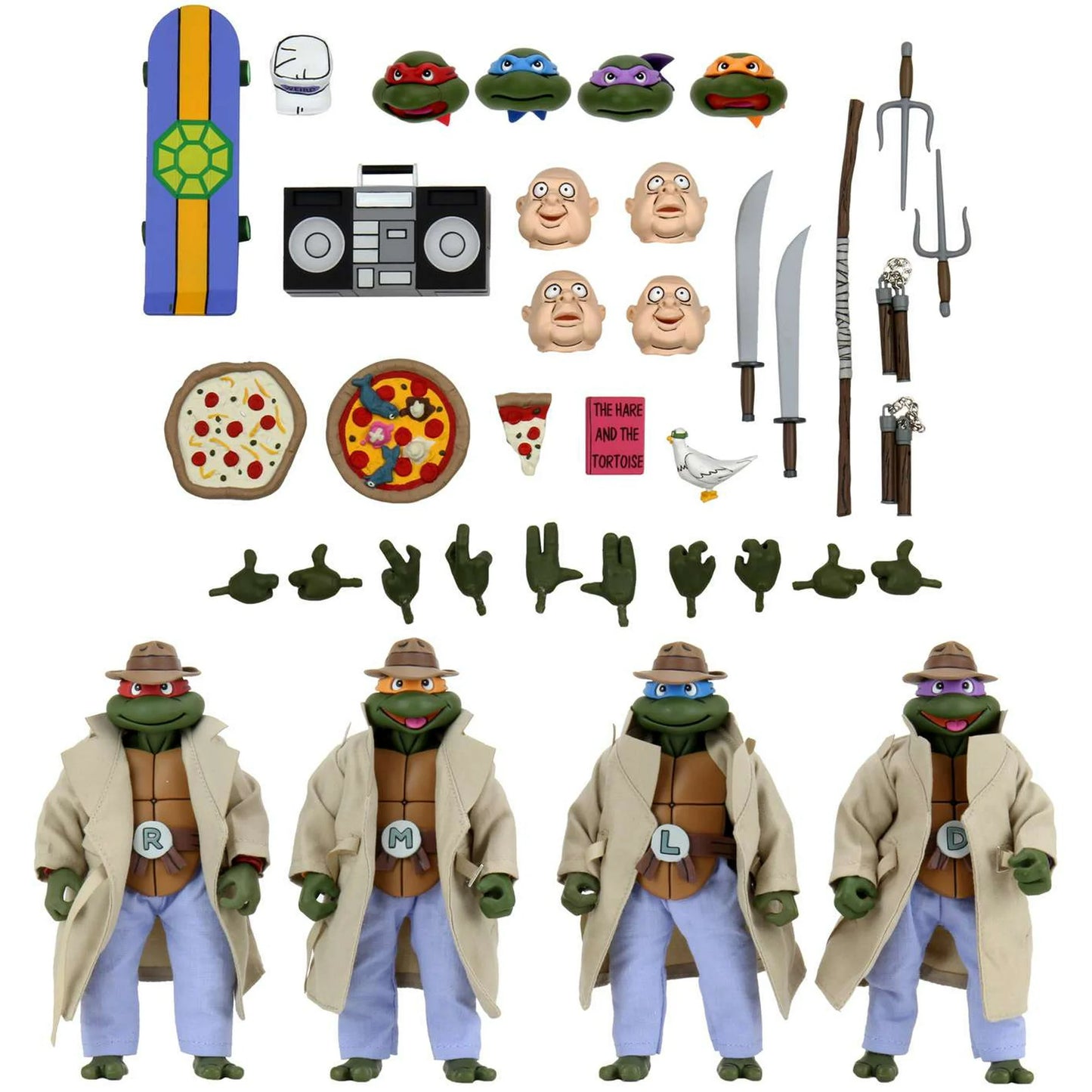 NECA Teenage Mutant Ninja Turtles Turtles in Disguise! Leonardo, Donatello, Michelangelo & Raphael Action Figure 4-Pack