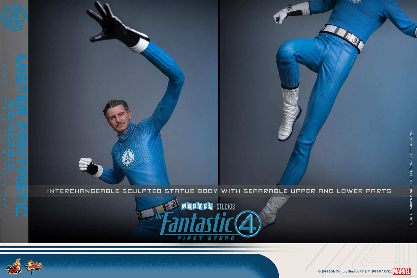 Pre-Order - The Fantastic Four: First Steps MMS822 Mister Fantastic and H.E.R.B.I.E. 1/6th Scale Collectible Figure Set