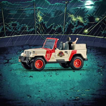 Hot Wheels Jurassic Park Jeep Wrangler & Dr. Ian Malcolm set