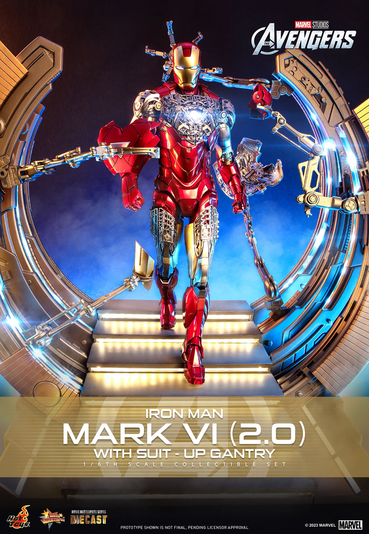 The Avengers MMS688D53 Iron Man Mark VI (Ver 2.0) and Suit-Up Gantry 1/6th Scale Collectible Figure Set