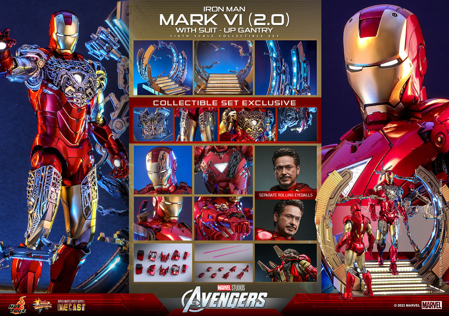 The Avengers MMS688D53 Iron Man Mark VI (Ver 2.0) and Suit-Up Gantry 1/6th Scale Collectible Figure Set