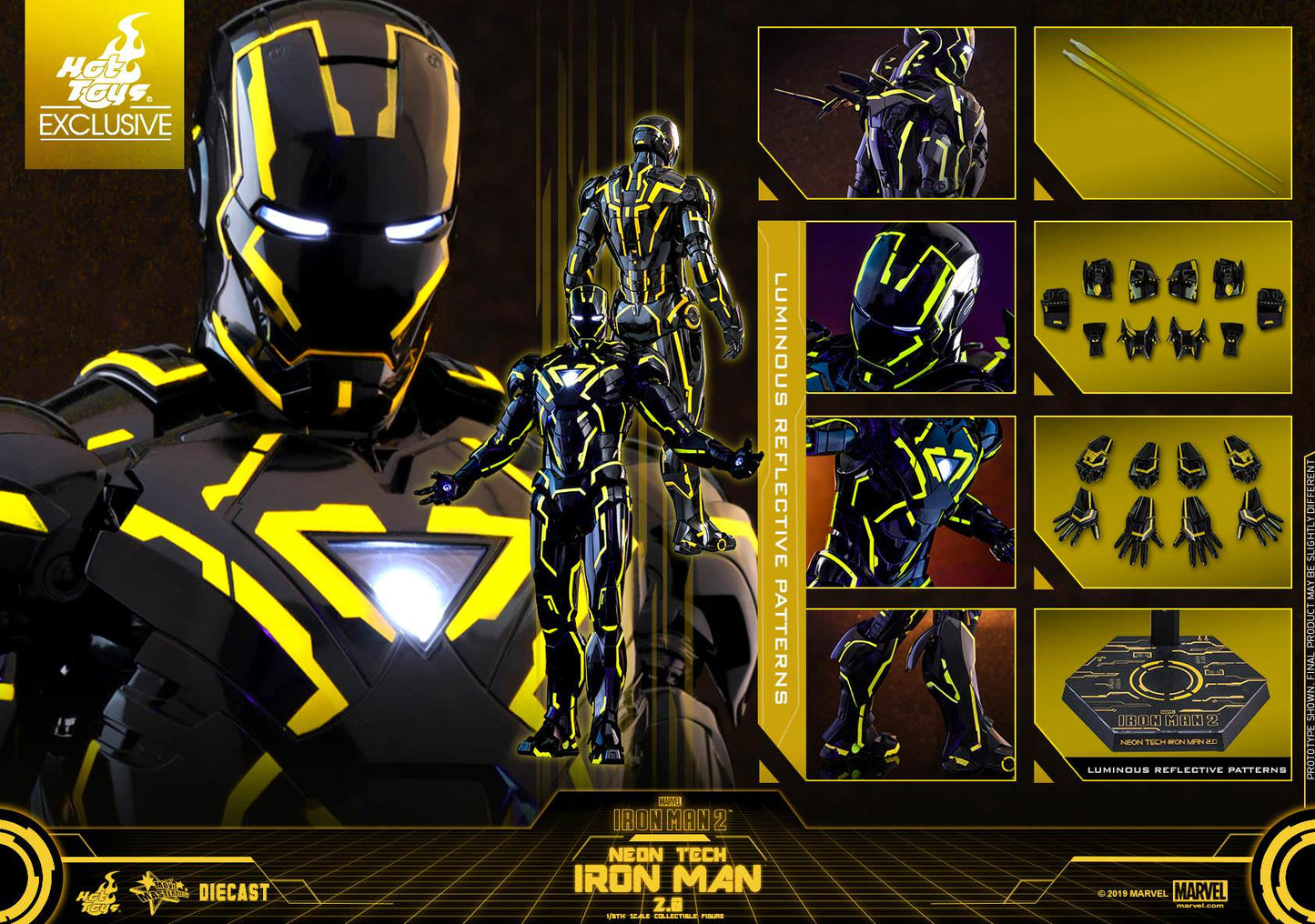 Iron Man 2 MMS523D29 Neon Tech Iron Man 2.0 1/6th Scale Exclusive Collectible Figure