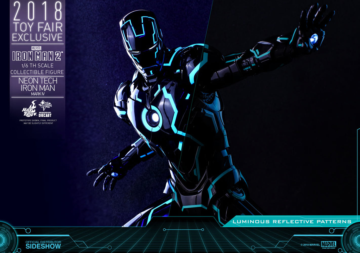 Iron Man MMS485D24 Neon Tech Iron Man Mark IV 1/6th Scale Exclusive Collectible Figure