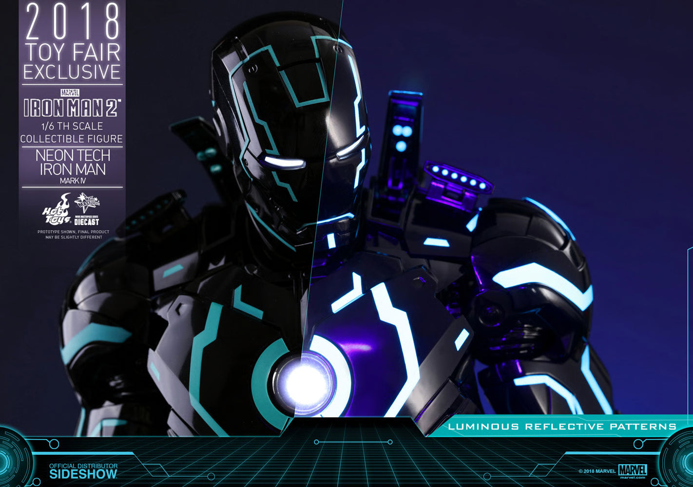 Iron Man MMS485D24 Neon Tech Iron Man Mark IV 1/6th Scale Exclusive Collectible Figure