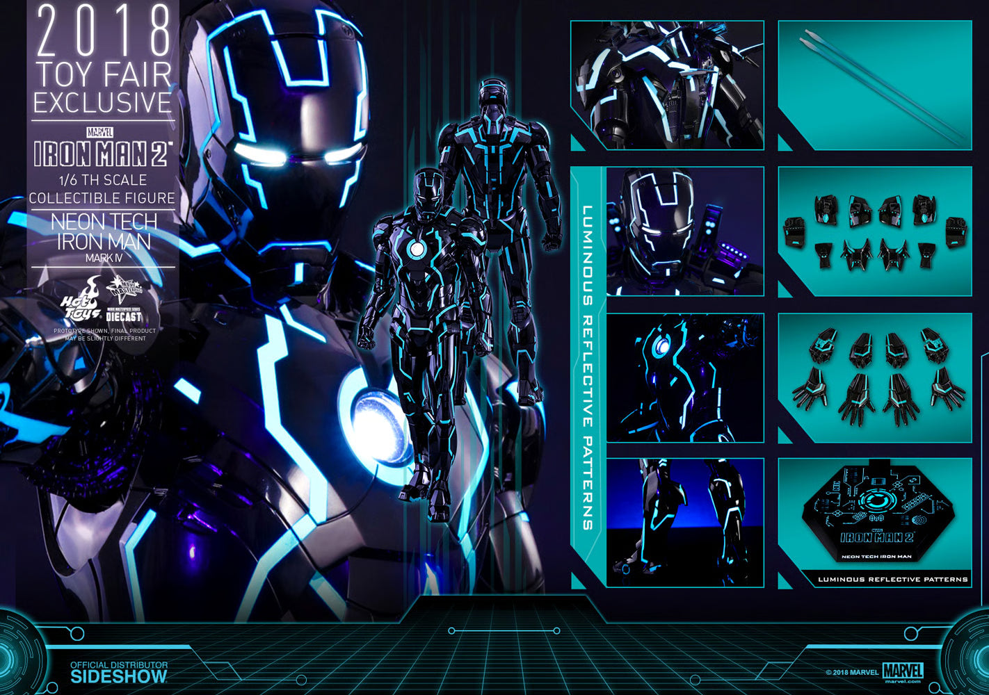 Iron Man MMS485D24 Neon Tech Iron Man Mark IV 1/6th Scale Exclusive Collectible Figure