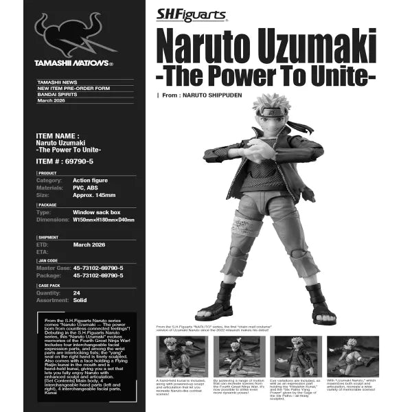 PRE-ORDER: Naruto: Shippuden S.H.Figuarts Naruto Uzamaki (The Power to Unite) Action Figure
