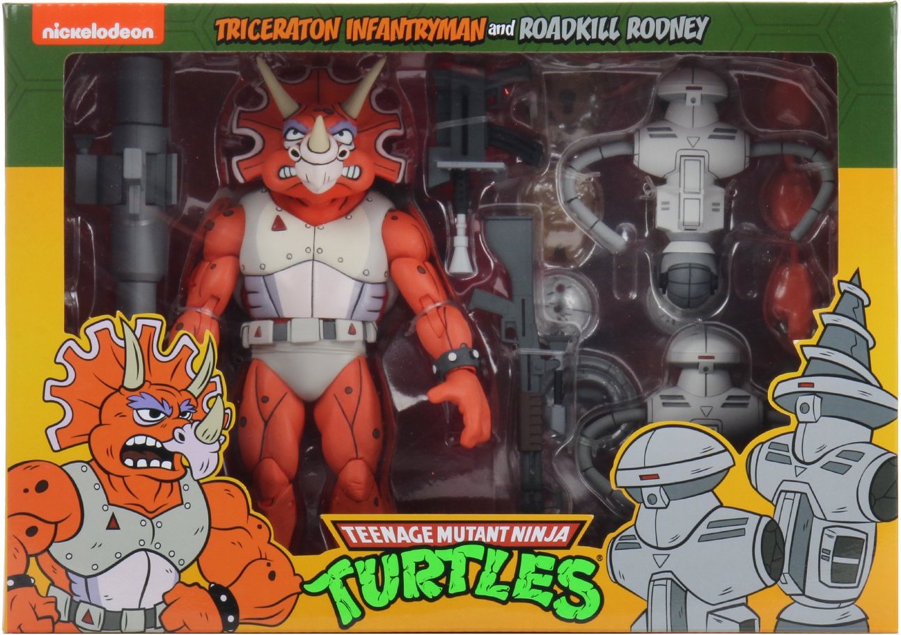 TMNT NECA Triceration Infantryman and Roadkill Rooney